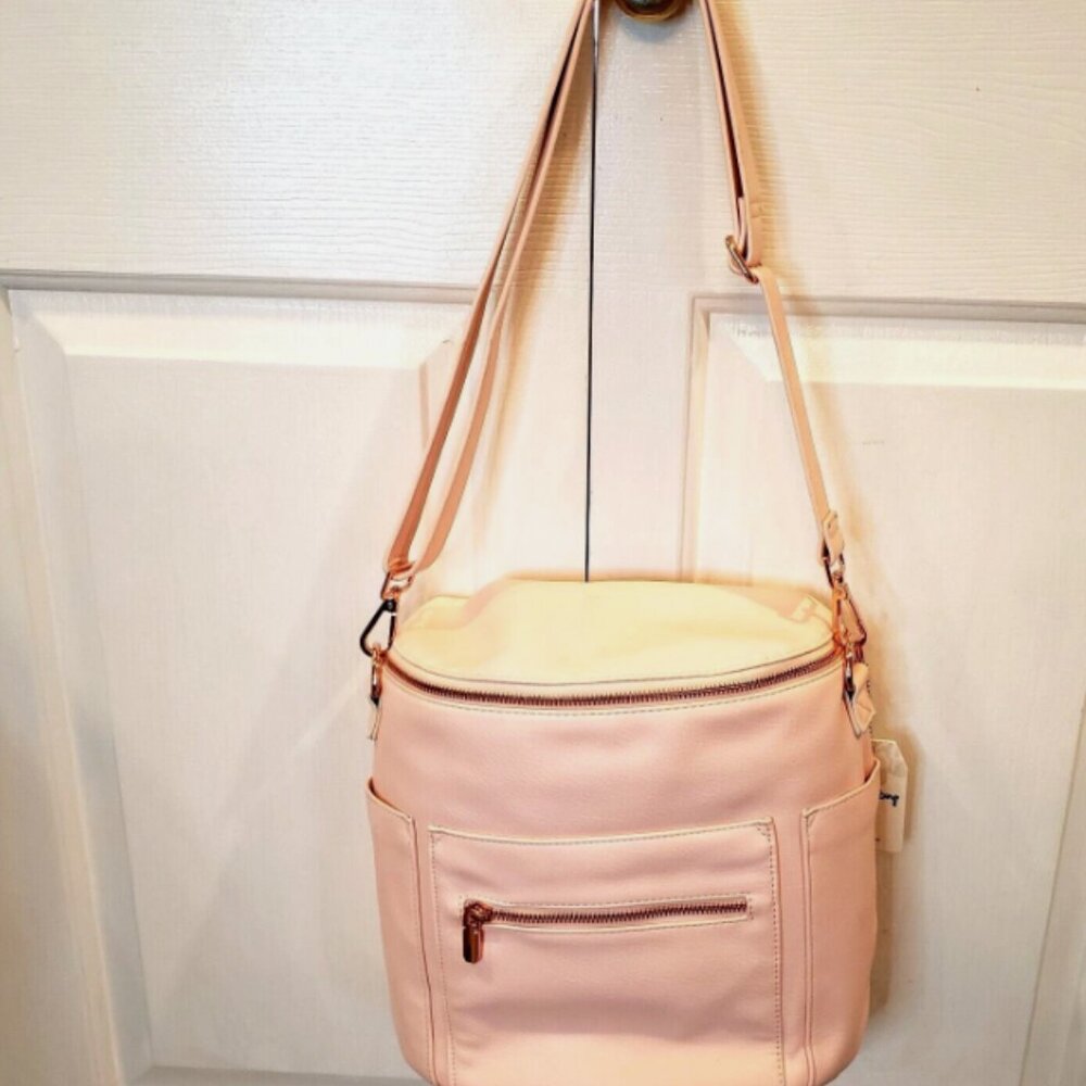 Leather Diaper Bag Backpack (Pink)